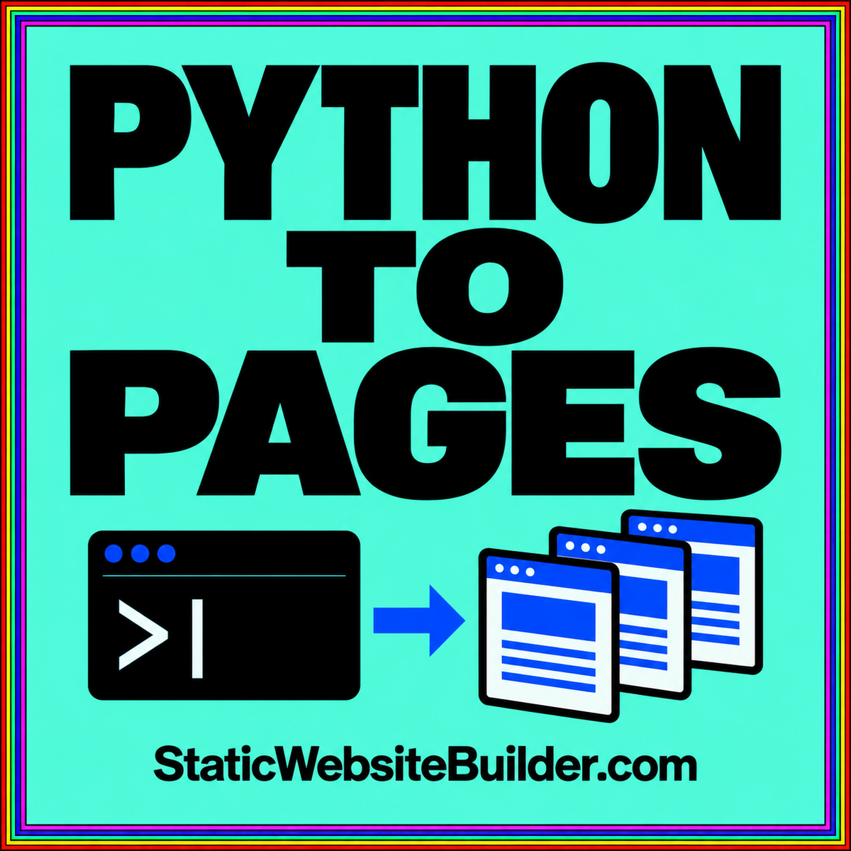 Python to Pages: aqua typography card for build-time Django and PHP rendering workflows.